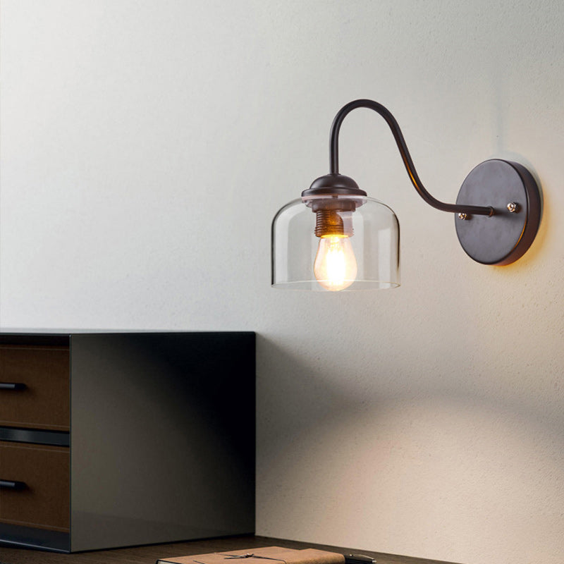 現代的なスカンジナビアの円形円錐形シリンダーガラス鉄製1ライト壁取り付け用燭台ランプリビングルーム用