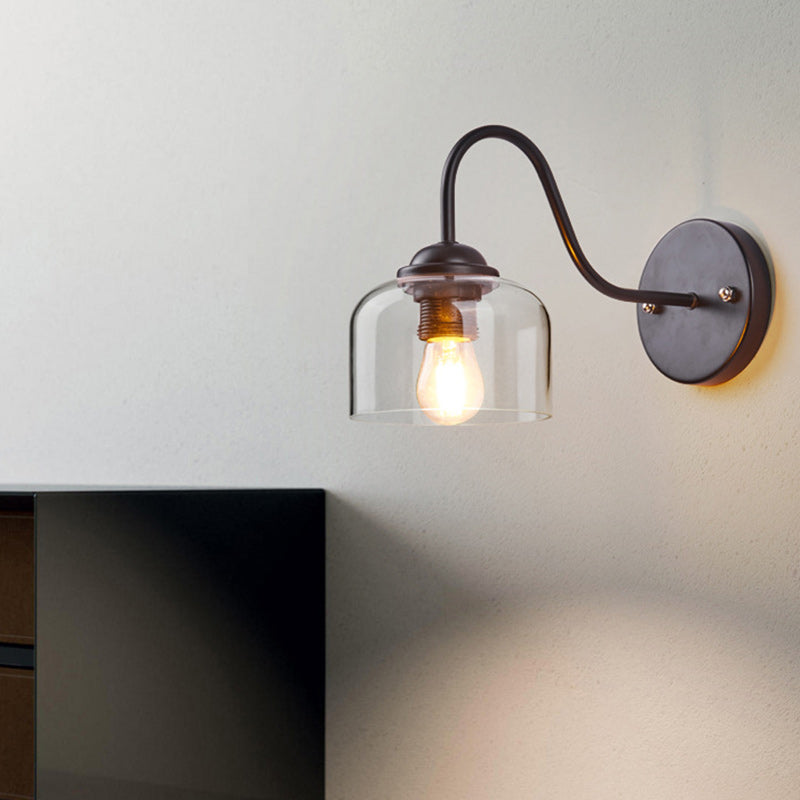 現代的なスカンジナビアの円形円錐形シリンダーガラス鉄製1ライト壁取り付け用燭台ランプリビングルーム用