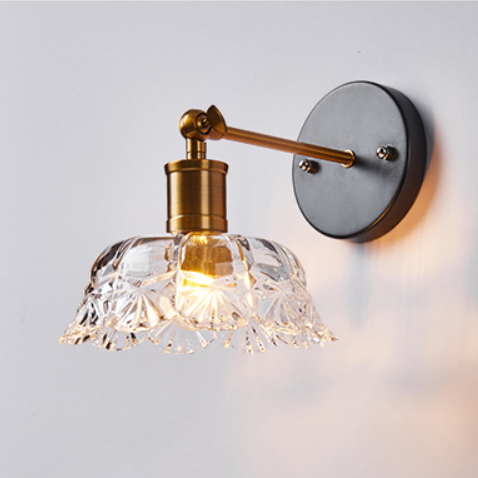 現代的なスカンジナビアの円形円錐形シリンダーガラス鉄製1ライト壁取り付け用燭台ランプリビングルーム用