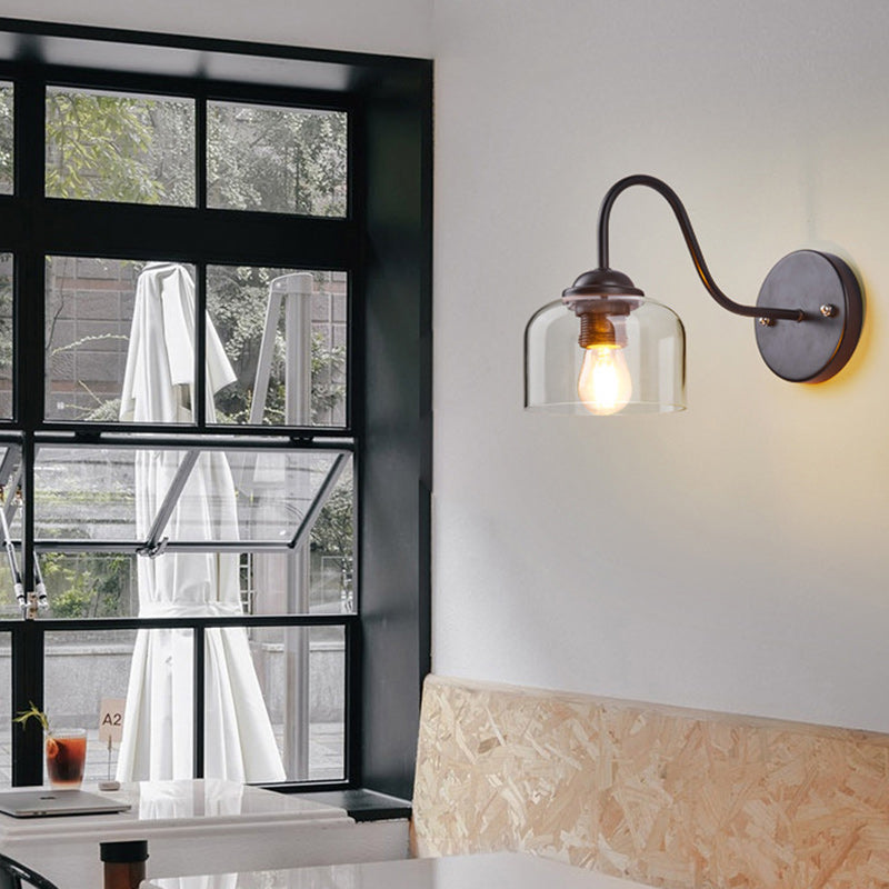 現代的なスカンジナビアの円形円錐形シリンダーガラス鉄製1ライト壁取り付け用燭台ランプリビングルーム用