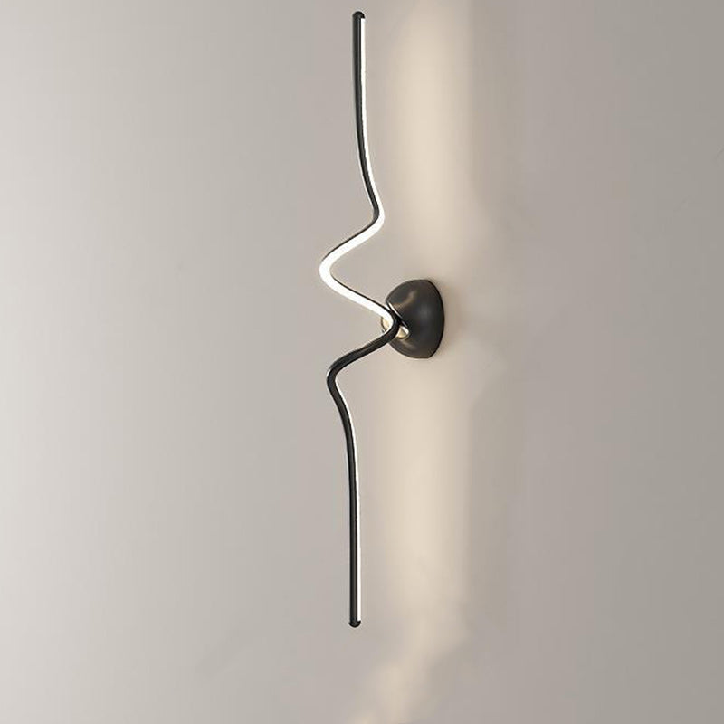 Contemporary Creative Line Bend Long Silicone Aluminum LED Wall Sconce Lamp For Bedroom