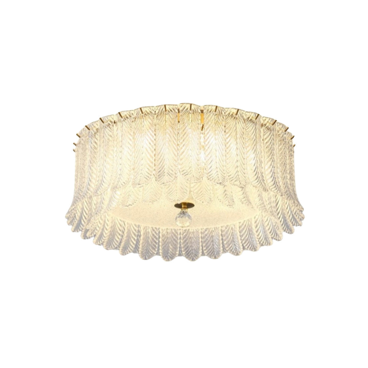Traditional French Leaf Round Patchwork Glass Iron 6/9 Light Flush Mount Ceiling Light For Living Room