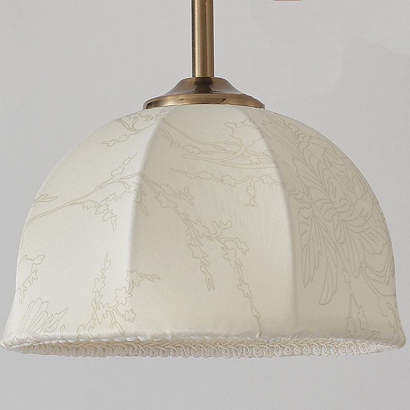 مصباح معلق صيني تقليدي نصف دائري من القماش الخشبي الصلب المصنوع من الحديد ومصباح واحد لغرفة المعيشة