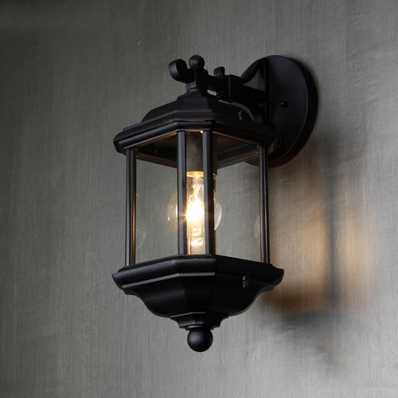Contemporary Scandinavian Hexagon Round Waterproof Glass Aluminum 1-Light Wall Sconce Lamp For Garden