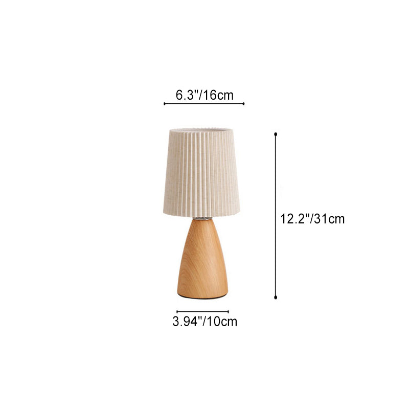 Modern Minimalist Cylinder Conical Fabric Ceramic 1-Light Table Lamp For Bedroom