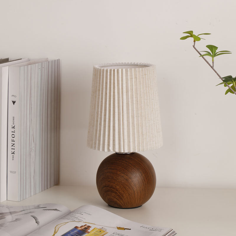 Modern Minimalist Cylinder Conical Fabric Ceramic 1-Light Table Lamp For Bedroom