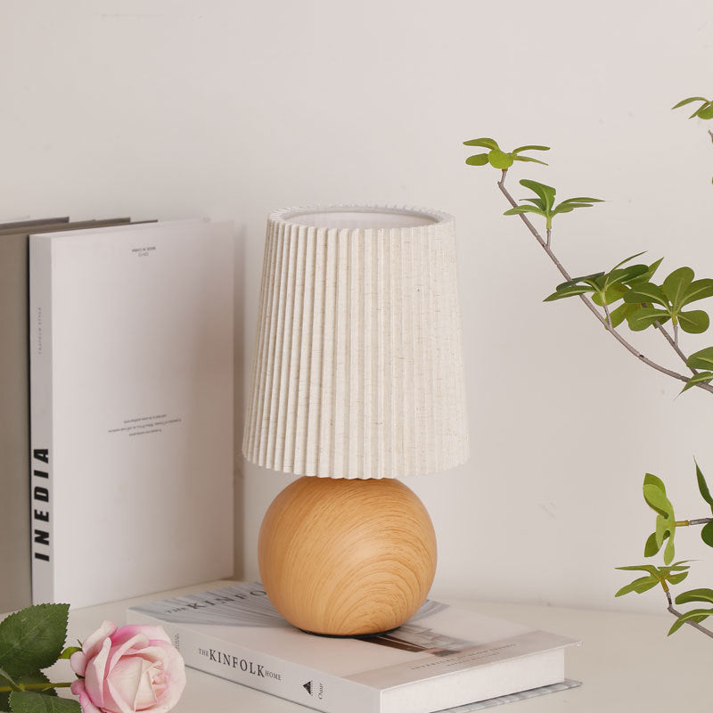 Modern Minimalist Cylinder Conical Fabric Ceramic 1-Light Table Lamp For Bedroom