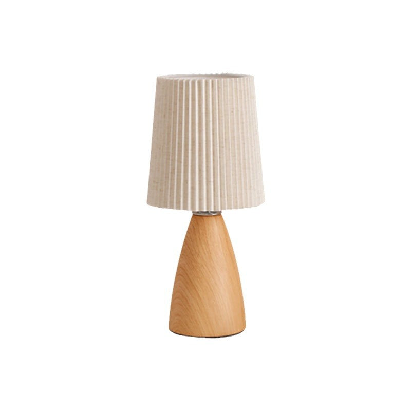 Modern Minimalist Cylinder Conical Fabric Ceramic 1-Light Table Lamp For Bedroom
