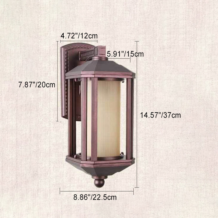 Traditional Vintage Square Cylinder Glass Aluminum 1-Light Wall Sconce Lamp For Outdoor Patio