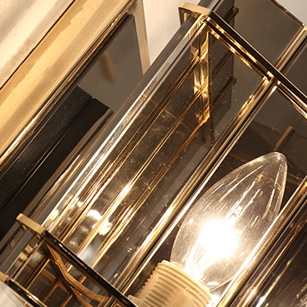 現代的なスカンジナビアの丸型シリンダーガラス鉄製1灯壁取り付け用燭台ランプリビングルーム用