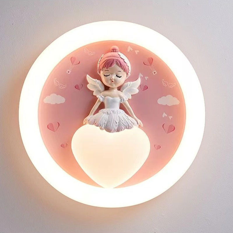 Modern Art Deco Round Cloud Rabbit Unicorn Acrylic Resin Iron LED Flush Mount Ceiling Light For Bedroom