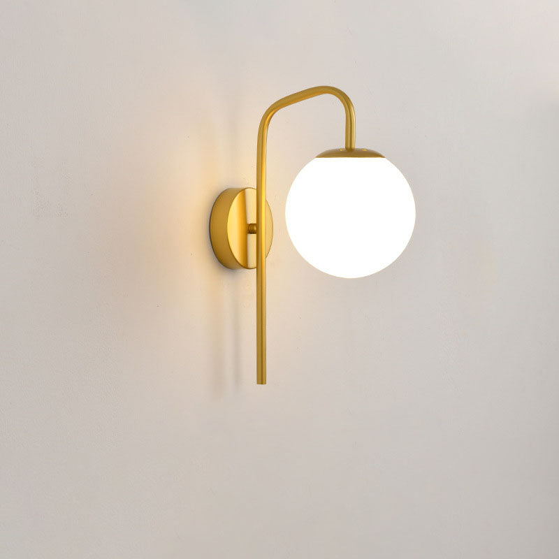 Modern Minimalist Magic Bean Bend Round Glass Iron 1-Light Wall Sconce Lamp For Living Room