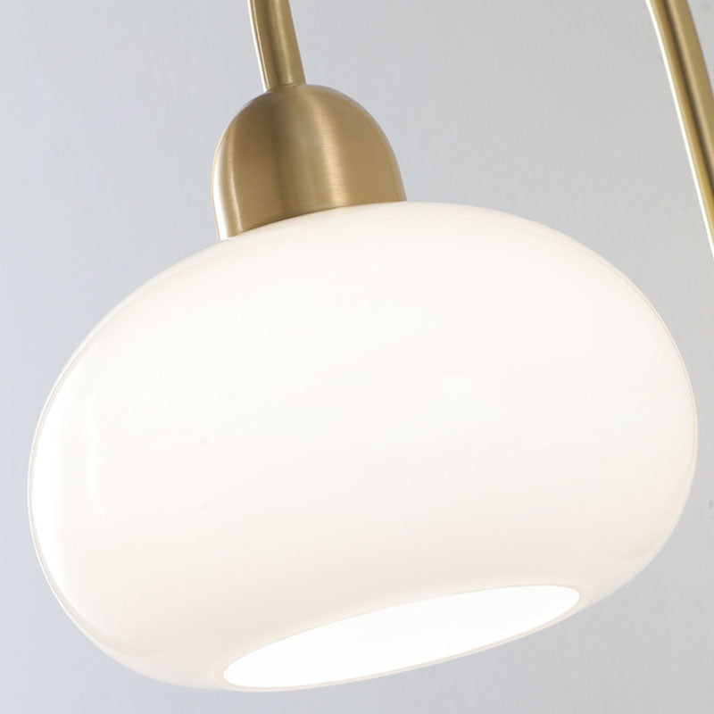 Contemporary Scandinavian Persimmon Shape Round Glass Brass 1-Light Wall Sconce Lamp For Living Room