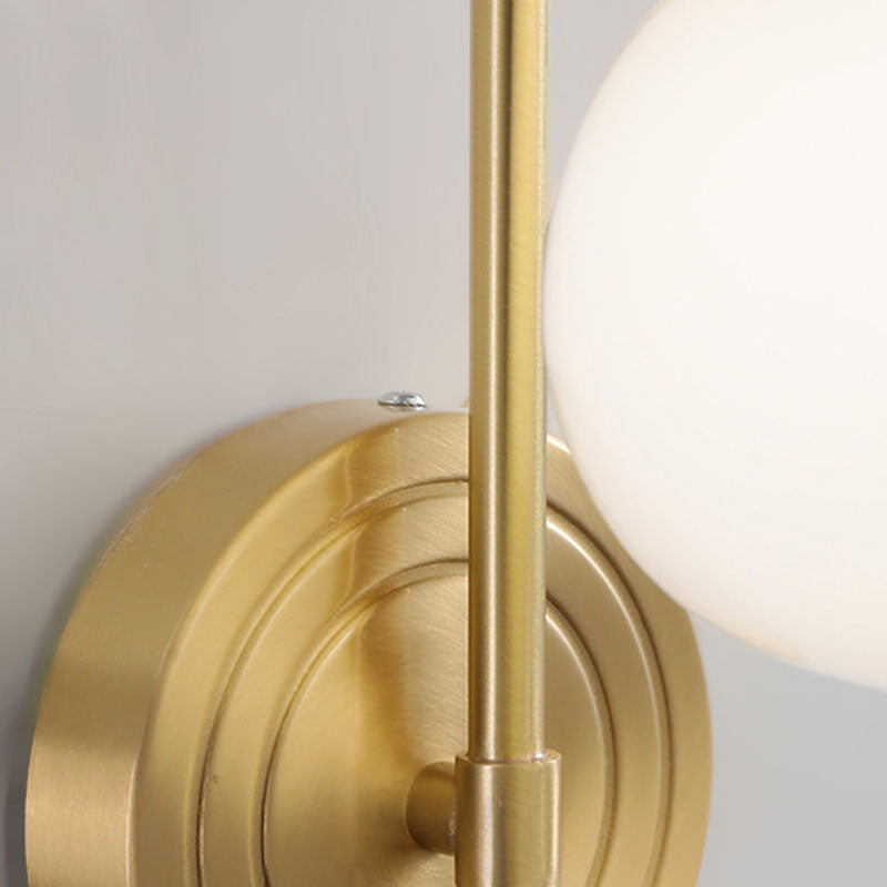Contemporary Scandinavian Persimmon Shape Round Glass Brass 1-Light Wall Sconce Lamp For Living Room