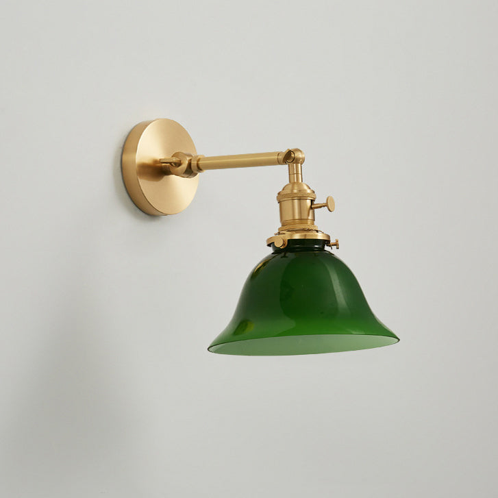 現代的なスカンジナビアのラウンドロングロッドガラス真鍮1ライト壁取り付け用燭台ランプリビングルーム用