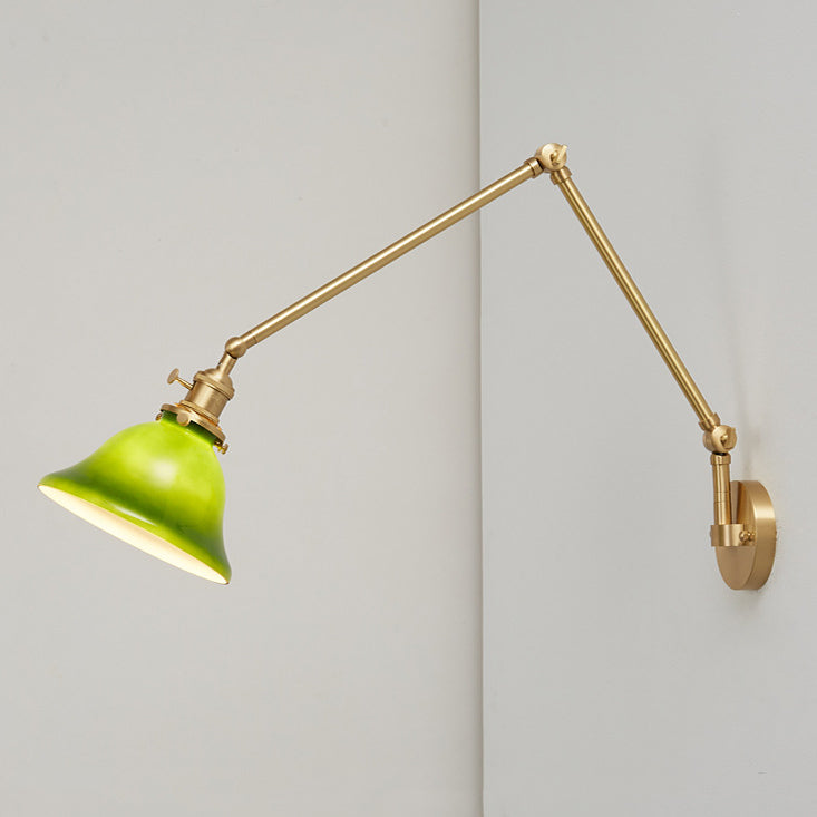 現代的なスカンジナビアのラウンドロングロッドガラス真鍮1ライト壁取り付け用燭台ランプリビングルーム用