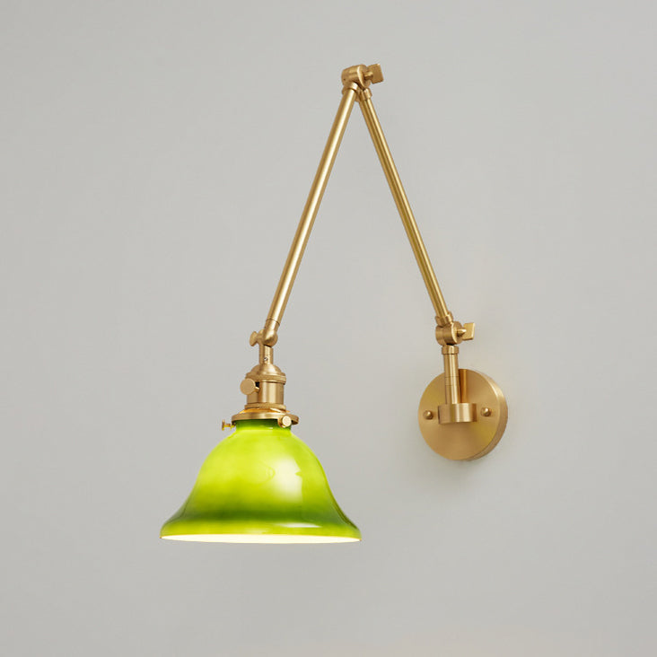 現代的なスカンジナビアのラウンドロングロッドガラス真鍮1ライト壁取り付け用燭台ランプリビングルーム用