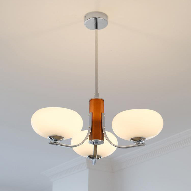 Traditional French Round Cylinder Branch Glass Iron 3/6 Light Chandelier For Living Room