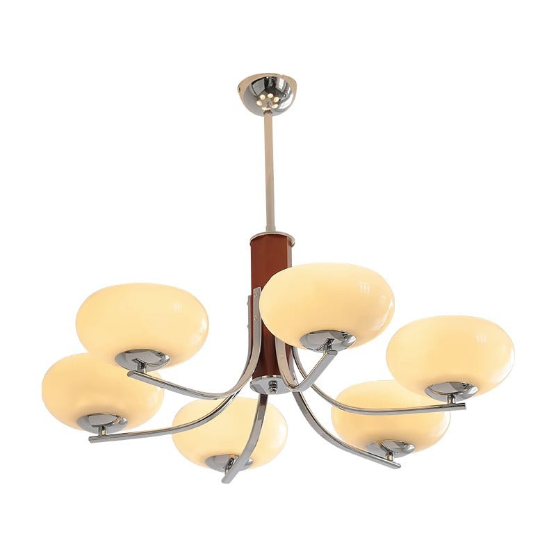 Traditional French Round Cylinder Branch Glass Iron 3/6 Light Chandelier For Living Room