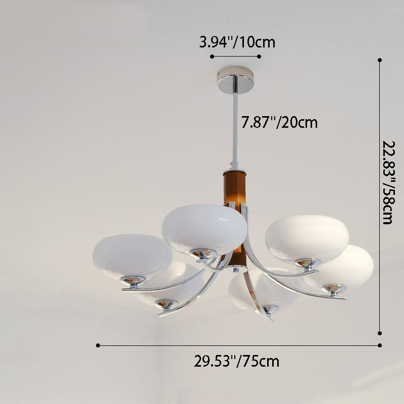 Traditional French Round Cylinder Branch Glass Iron 3/6 Light Chandelier For Living Room