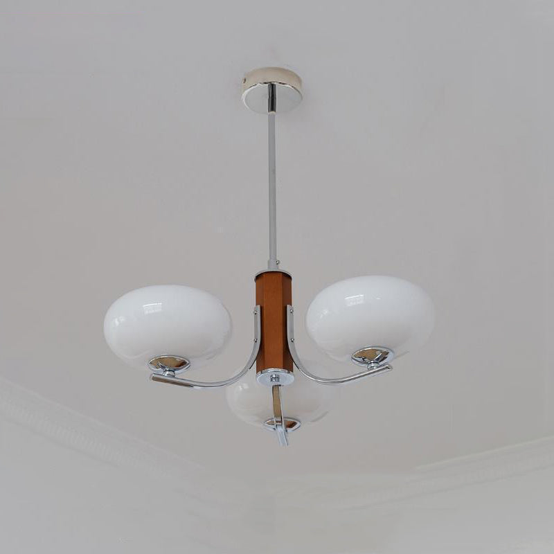 Traditional French Round Cylinder Branch Glass Iron 3/6 Light Chandelier For Living Room