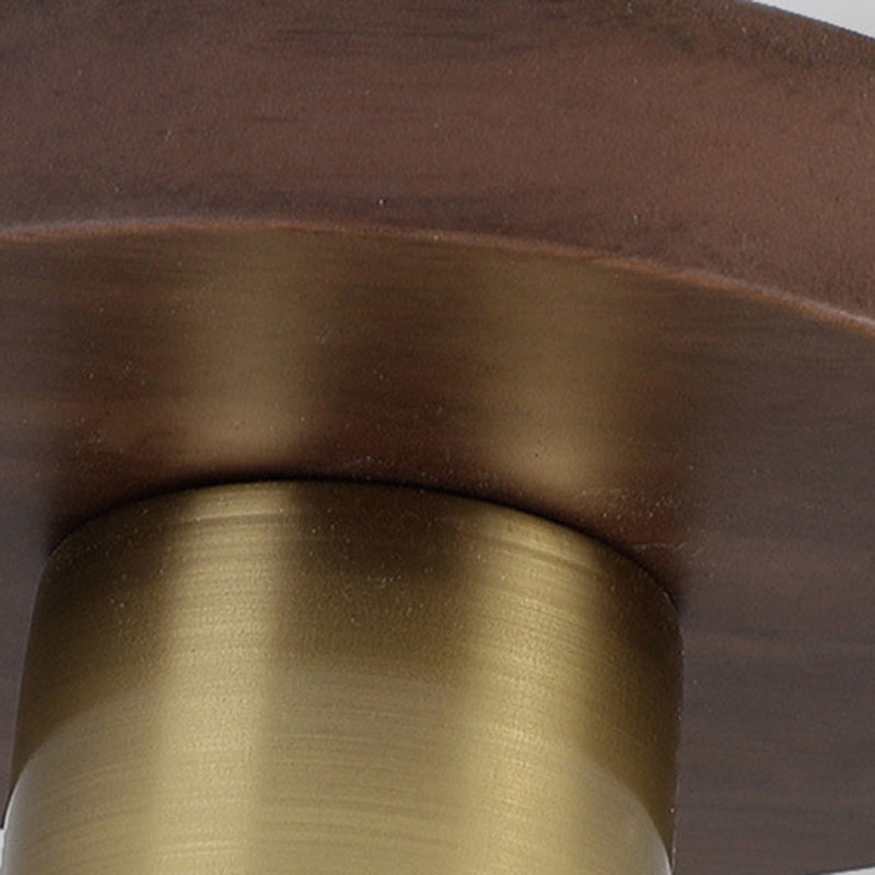 Traditional Chinese Round Orb Glass Walnut Brass 1-Light Semi-Flush Mount Ceiling Light For Bedroom