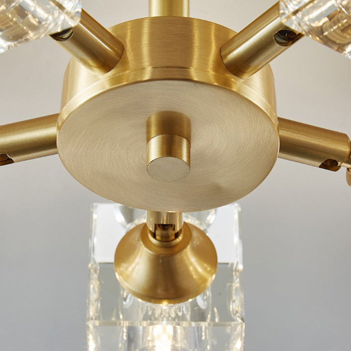Contemporary Scandinavian Branch Square Round Crystal Brass 3/4/5/6 Light Semi-Flush Mount Ceiling Light For Bedroom
