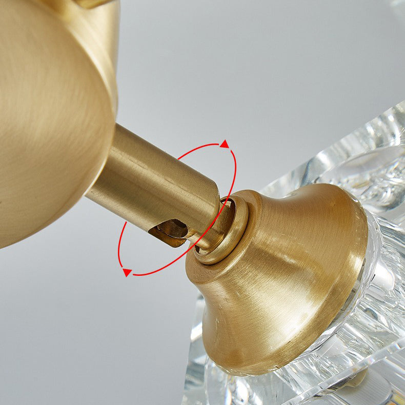 Contemporary Scandinavian Branch Square Round Crystal Brass 3/4/5/6 Light Semi-Flush Mount Ceiling Light For Bedroom