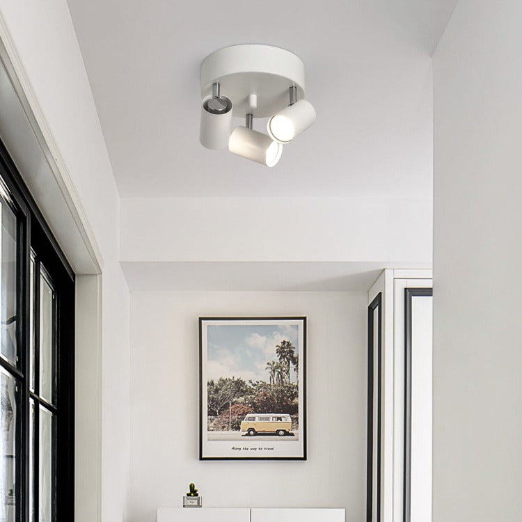 Contemporary Scandinavian Cylindrical Round Iron 3-Light Semi-Flush Mount Ceiling Light For Living Room