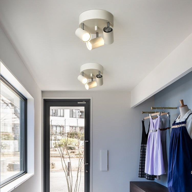 Contemporary Scandinavian Cylindrical Round Iron 3-Light Semi-Flush Mount Ceiling Light For Living Room
