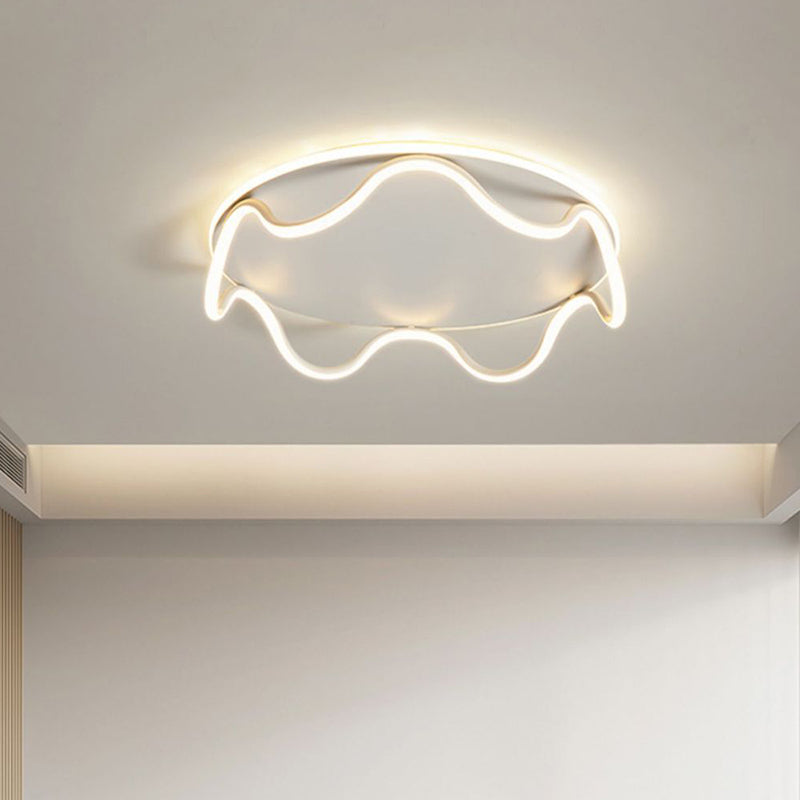 Modern Art Deco Kids Wave Round Iron LED Flush Mount Ceiling Light For Living Room