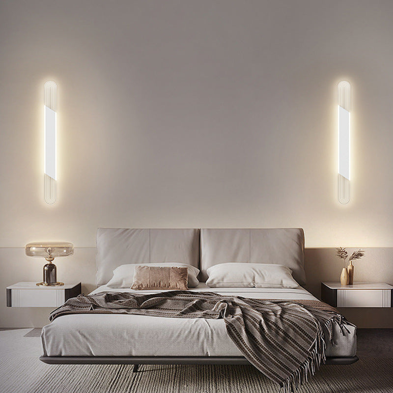 Modern Minimalist Long Oval Long Bar Acrylic Hardware LED Wall Sconce Lamp For Bedroom