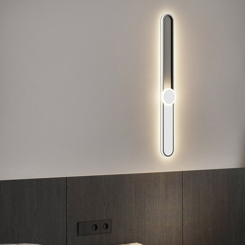 Modern Minimalist Long Oval Long Bar Acrylic Hardware LED Wall Sconce Lamp For Bedroom