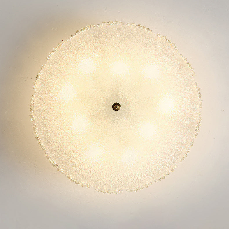 Traditional French Leaf Hexagon Round Glass Hardware 5/6/8 Light Semi-Flush Mount Ceiling Light For Bedroom