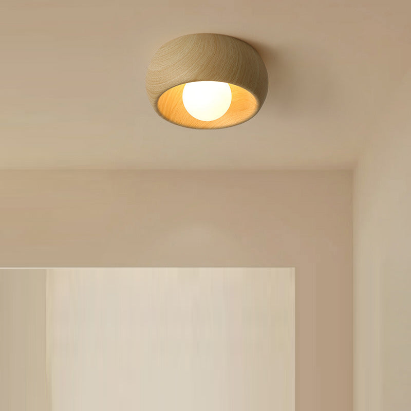 Modern Simplicity Round Magic Bean PE Resin 1-Light Flush Mount Ceiling Light For Bedroom