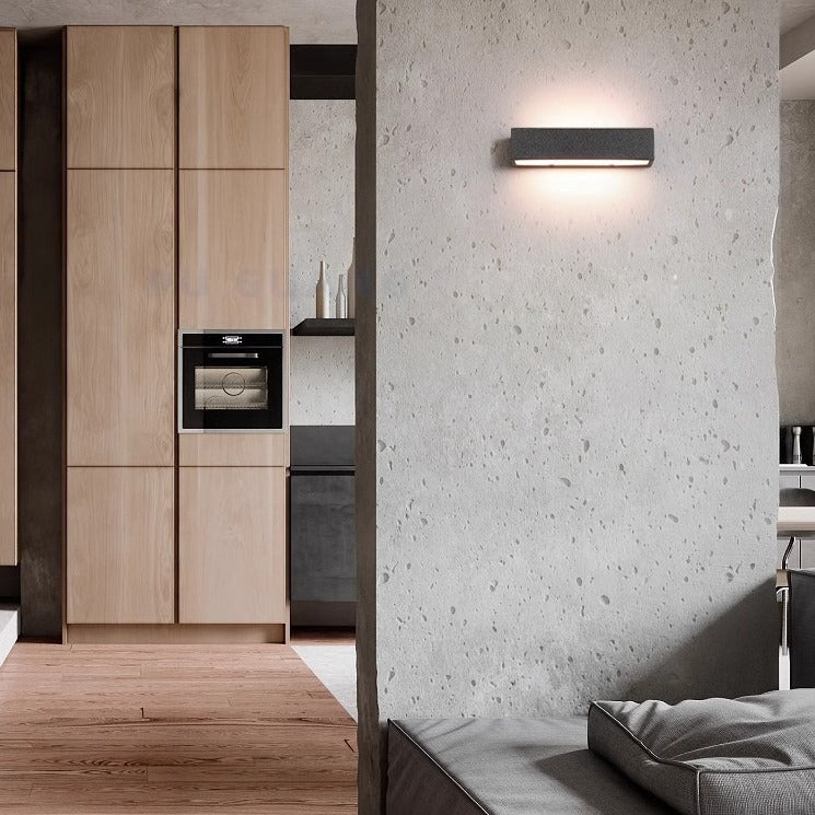 Modern Minimalist Square Long Acrylic Concrete LED Wall Sconce Lamp For Outdoor Patio