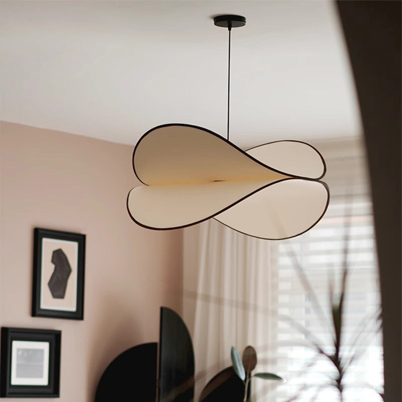 Traditional French Scalloped Arc Fabric Iron 1-Light Pendant Light For Living Room