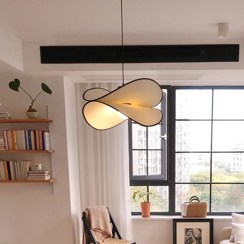 Traditional French Scalloped Arc Fabric Iron 1-Light Pendant Light For Living Room