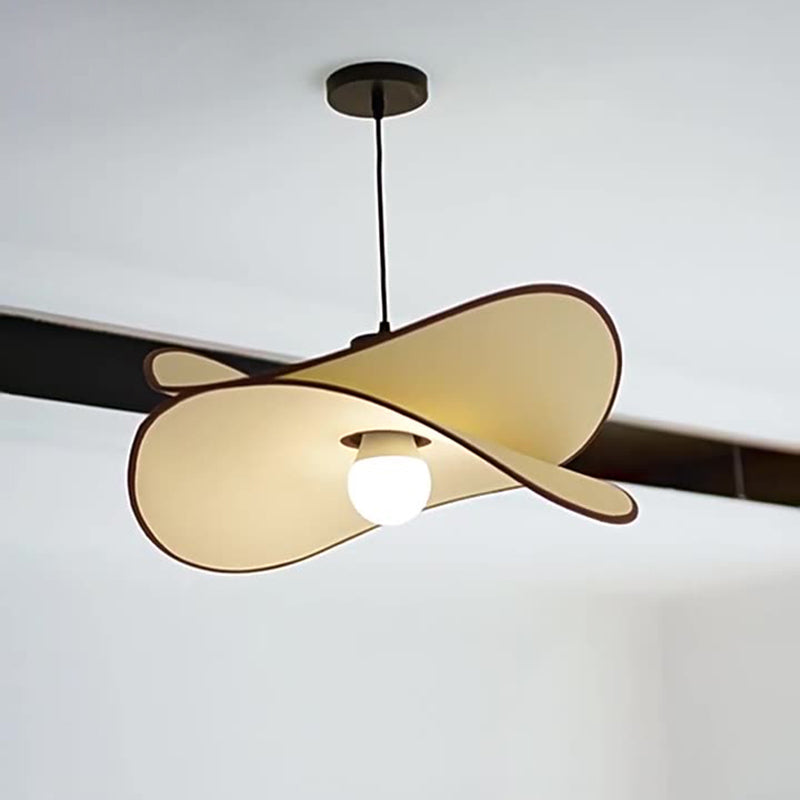 Traditional French Scalloped Arc Fabric Iron 1-Light Pendant Light For Living Room