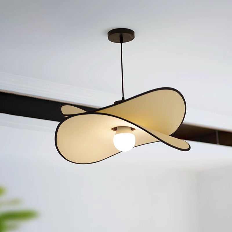Traditional French Scalloped Arc Fabric Iron 1-Light Pendant Light For Living Room