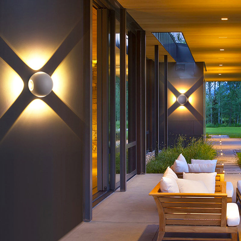 Modern Minimalist Round Square Orb Lens Aluminum LED Wall Sconce Lamp For Garden