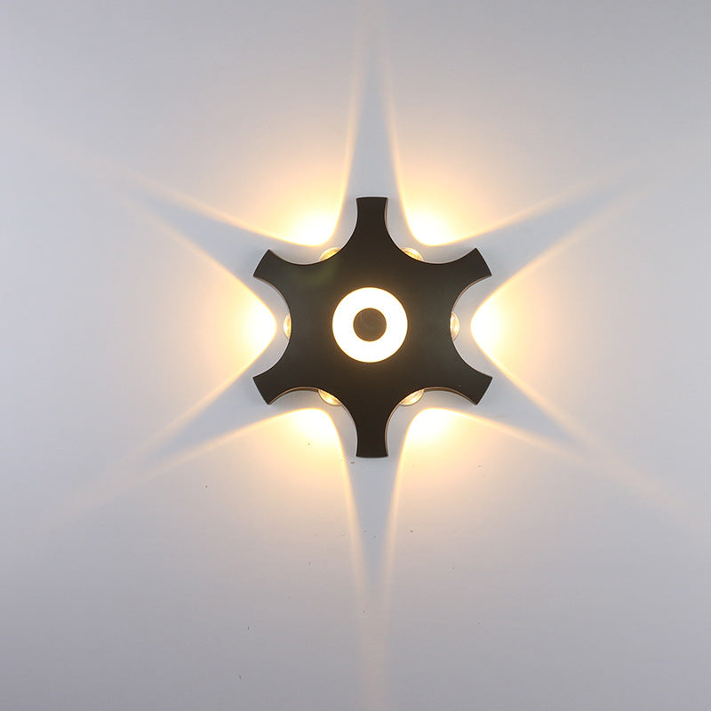 Modern Minimalist Cross Triangle Hexagon Lens Aluminum LED Wall Sconce Lamp For Garden