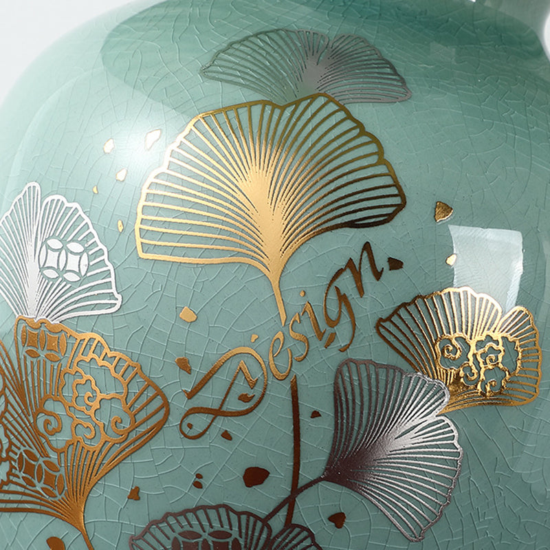 Traditional Chinese Flower Pattern Round Fan Fabric Ceramic 1-Light Table Lamp For Living Room