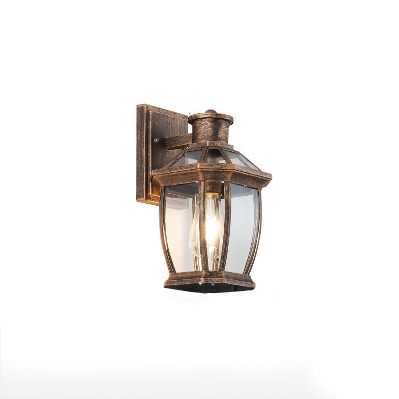 Traditional Vintage Square Octagon Row Glass Aluminum 1-Light Wall Sconce Lamp For Garden