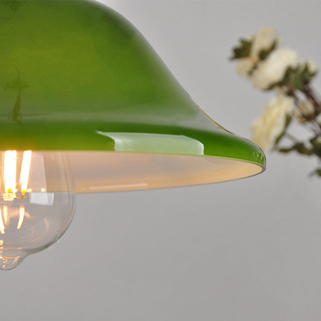 Traditional Vintage Round Floral Glass Brass 1-Light Pendant Light For Living Room