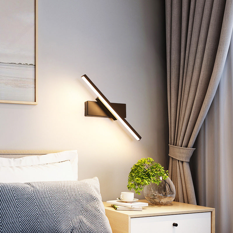 Contemporary Scandinavian Rotatable Long Rectangle Aluminum LED Wall Sconce Lamp For Bedroom