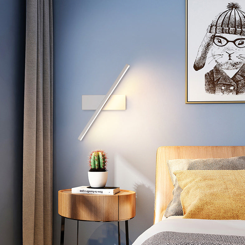 Contemporary Scandinavian Rotatable Long Rectangle Aluminum LED Wall Sconce Lamp For Bedroom