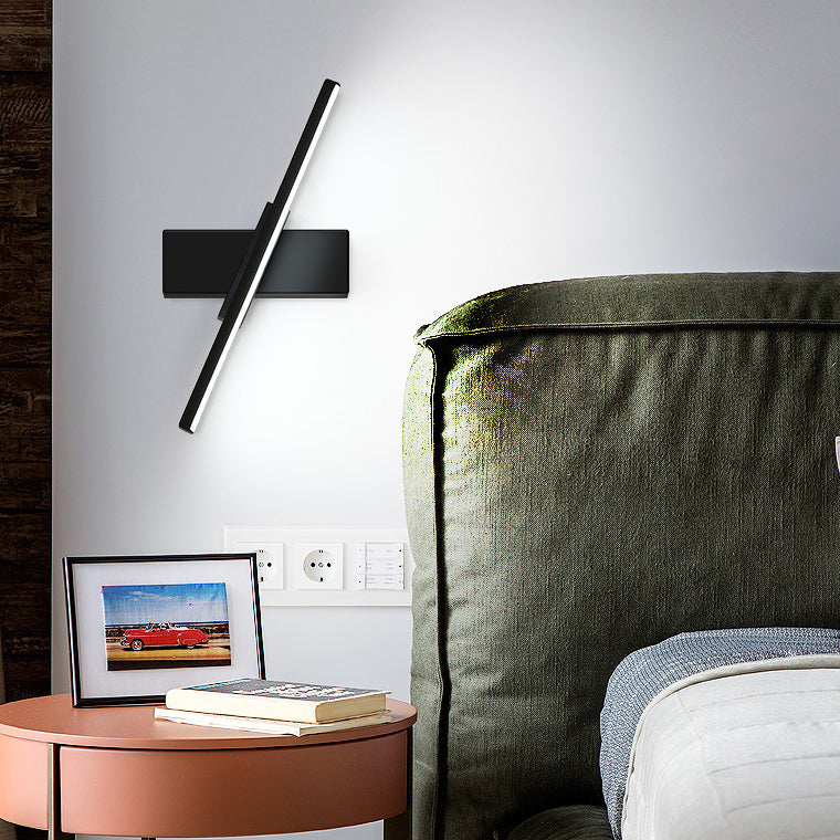 Contemporary Scandinavian Rotatable Long Rectangle Aluminum LED Wall Sconce Lamp For Bedroom