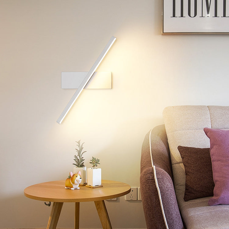 Contemporary Scandinavian Rotatable Long Rectangle Aluminum LED Wall Sconce Lamp For Bedroom