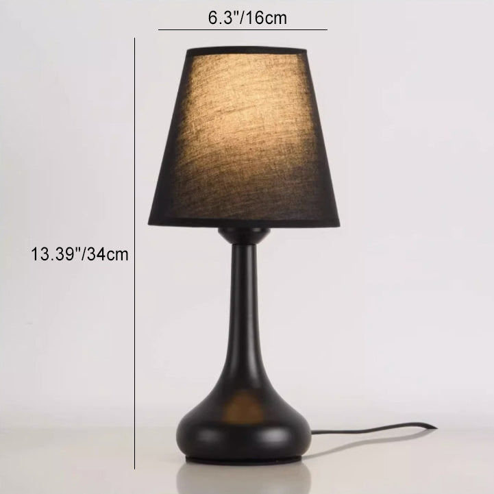 Contemporary Creative Round Teardrop Shape Scalloped Fabric Iron 1-Light Table Lamp For Living Room
